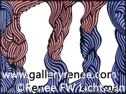 "Cave Abstarct" Ballpoint Pens and Pen and Ink, Abstract Art Gallery, Ballpoint Pen Art Gallery, Original Art Gallery, Pen and Ink Art Gallery, Fine Art for Sale from Artist Renee FW Lichtman