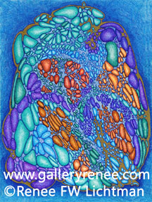 "Cavitation" Ballpoint Pen Drawing, Abstract Art Gallery, Fine Art for Sale from Artist Renee FW Lichtman