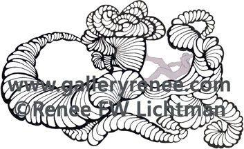 "Figure It Extended" Pen and Ink and Digital Recomposition, Figurative and Portrait Art Gallery, Fine Art for Sale from Artist Renee FW Lichtman