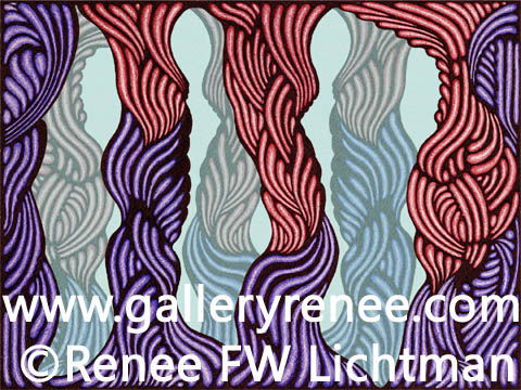 "Mist In The Cave" Ballpoint Pens and Pen and Ink, Abstract Art Gallery, Ballpoint Pen Art Gallery, Fine Art for Sale from Artist Renee FW Lichtman