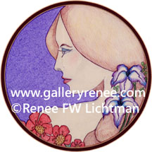 "VGloria"  Crayons and Ballpoint Pen with Digital Recomposition, Figurative and Portrait Art Gallery, Artist Renee FW Lichtman